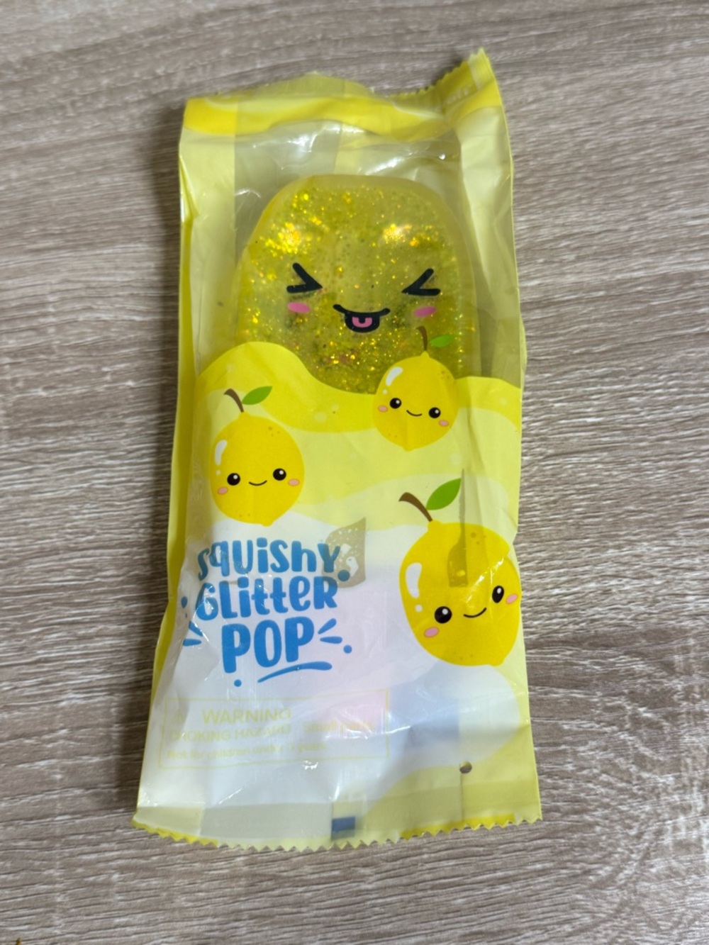 NWT Squishy Glitter Pop- Yellow Lemon Stress Toy